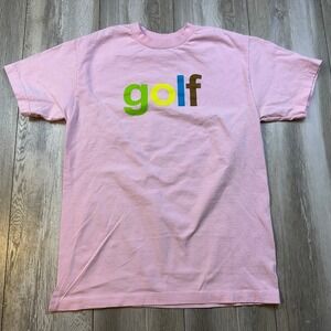 GOLF WANG Shirt Mens Medium Pink Short Sleeve Logo Streetwear Neapolitan Tee *